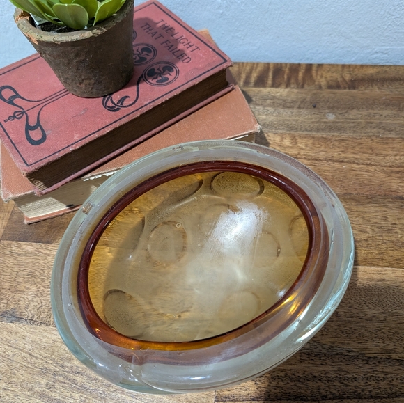 Alfredo Barbini VAMSA Sfumato And Root beer Murano Glass Bowl; Mid Century - Picture 2 of 7